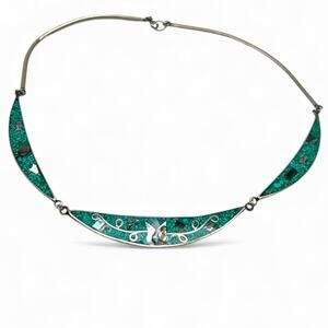 Vintage Bent Knudsen Denmark Sterling Silver Choker Necklace marked Inlaid